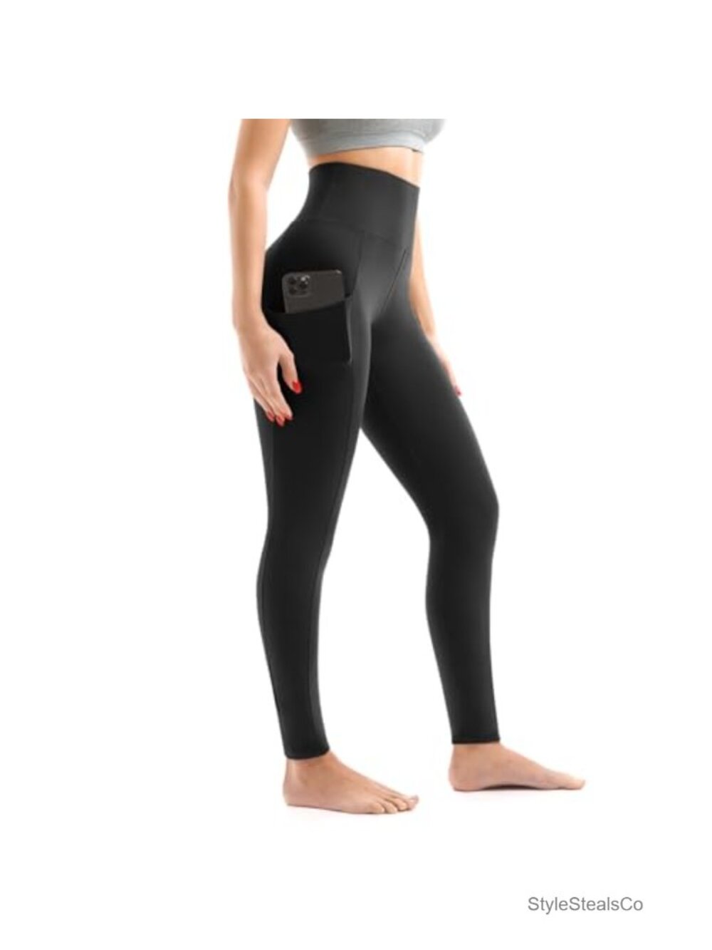 High Waist Opaque Leggings with Pockets Soft Stretch Pull On Full Length